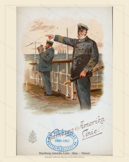 Vintage menu preview — 1899 Vintage Dinner Menu — Hamburg-Amerika Linie, Transatlantic Ocean Liner Card