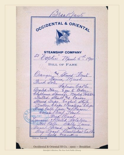 Occidental & Oriental SS Co. · 1900 — Breakfast