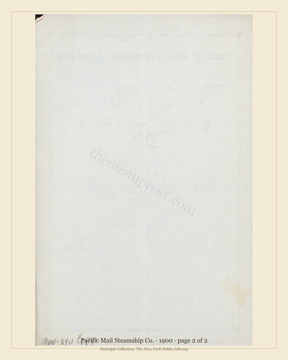 Vintage menu — page 2 of 2