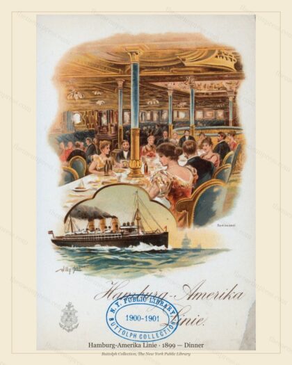 Vintage menu preview — 1899 Vintage Dinner Menu — Hamburg-Amerika Linie, Transatlantic Ocean Liner Card