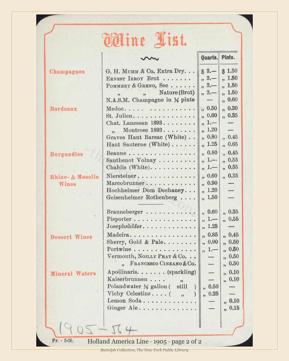 Vintage menu — page 2 of 2