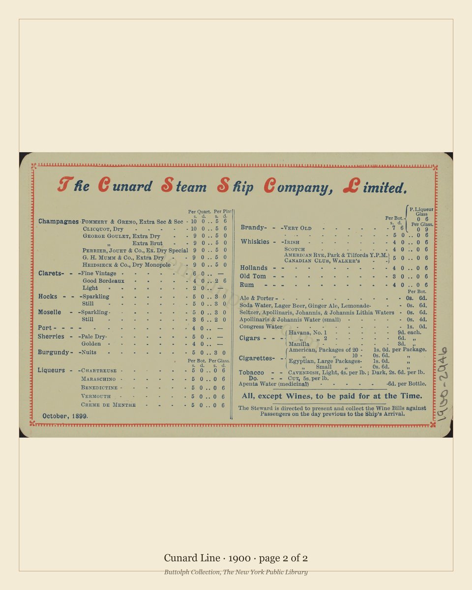 Vintage menu — page 2 of 2