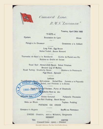 Cunard Line · 1900 — Dinner