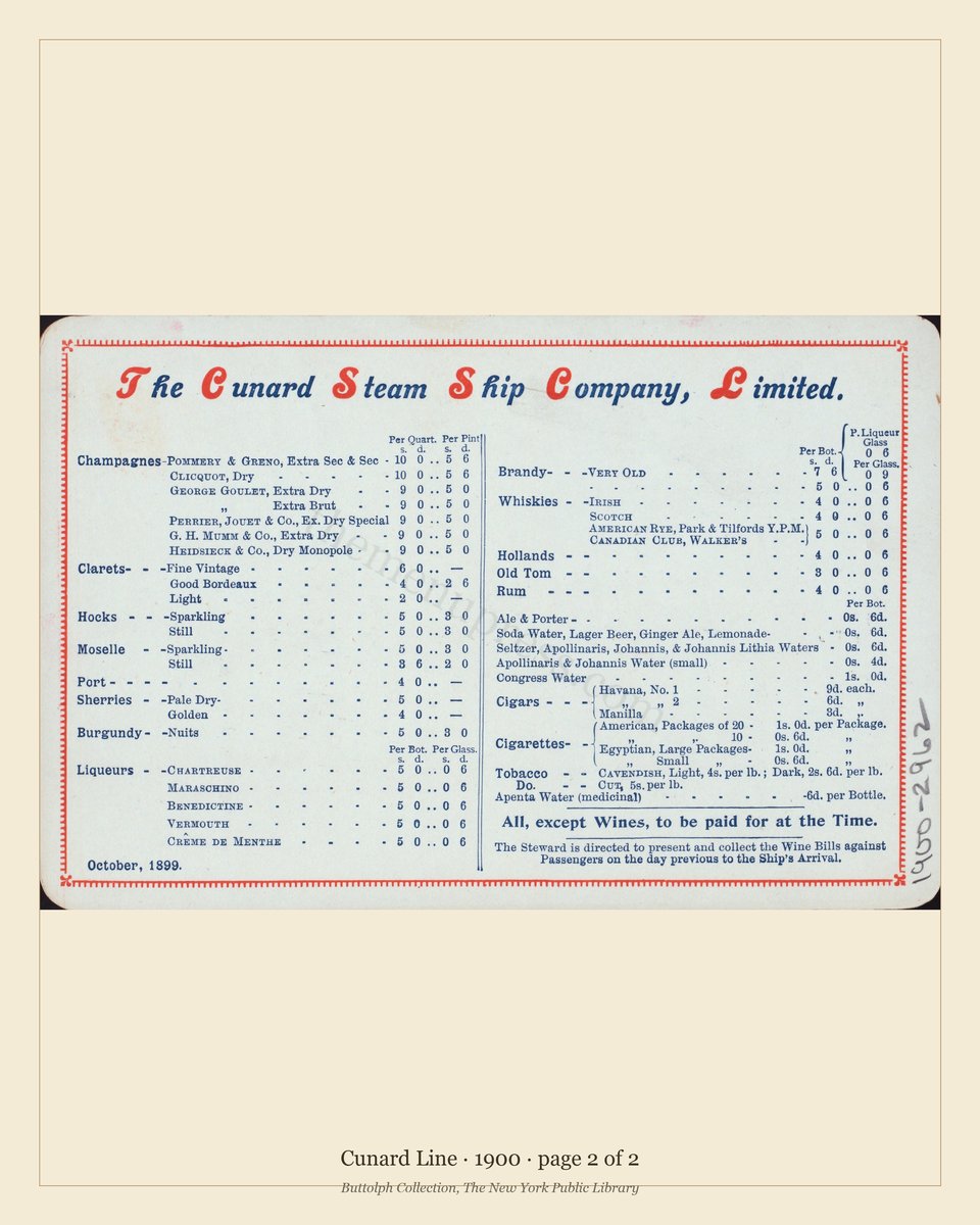 Vintage menu — page 2 of 2