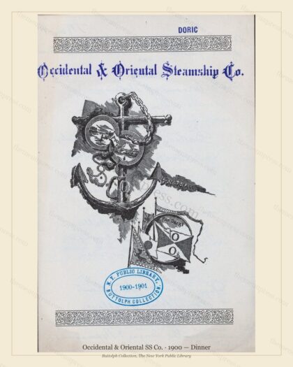 Vintage menu preview — 1900 Vintage Dinner Menu — Occidental & Oriental SS Co., Transatlantic Ocean