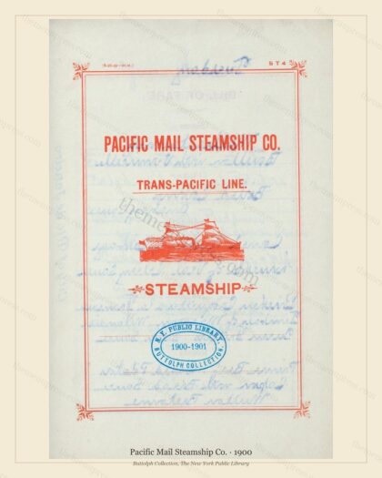 Vintage menu preview — 1900 Vintage Menu Menu — Pacific Mail Steamship Co., Transatlantic Ocean Liner C