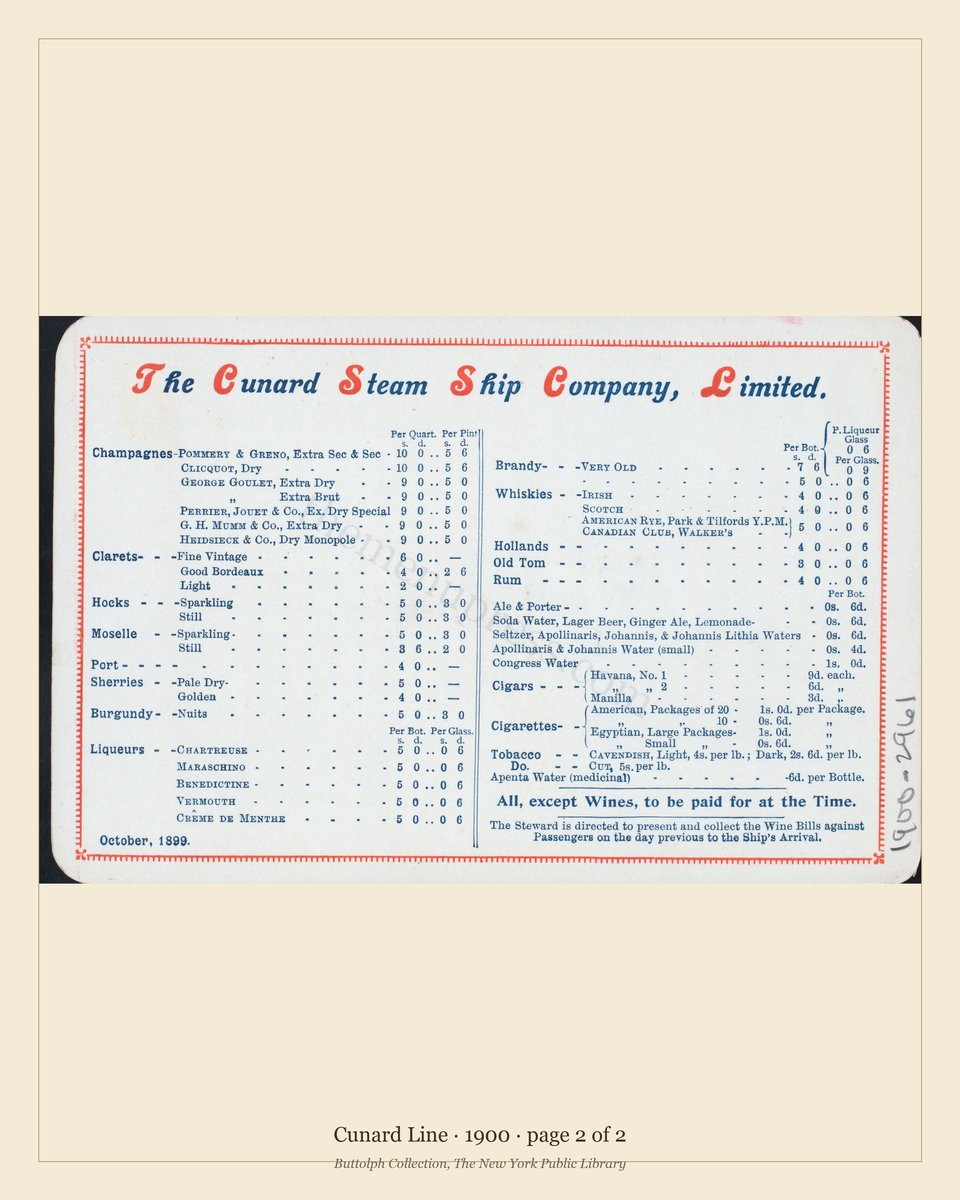 Vintage menu — page 2 of 2