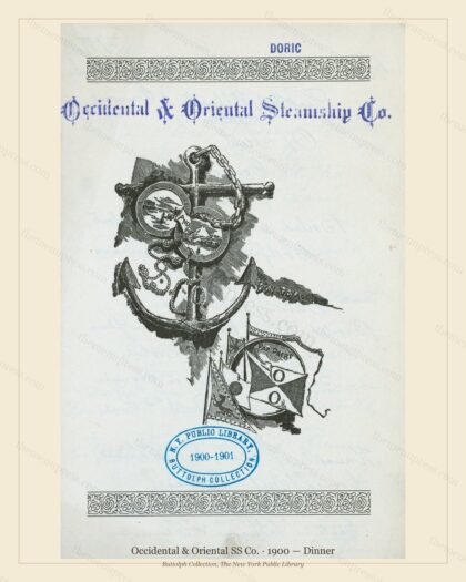 Vintage menu preview — 1900 Vintage Dinner Menu — Occidental & Oriental SS Co., Transatlantic Ocean