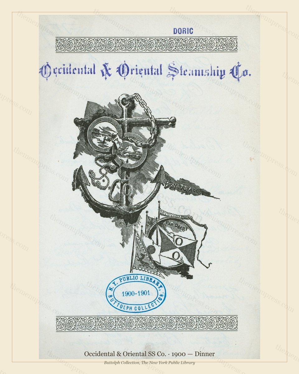Vintage menu preview — 1900 Vintage Dinner Menu — Occidental & Oriental SS Co., Transatlantic Ocean