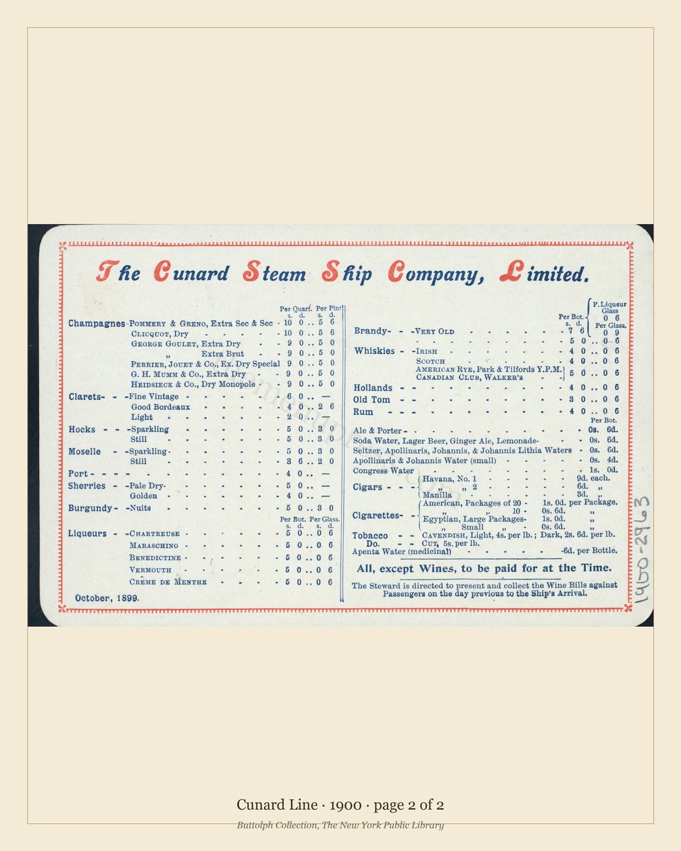 Vintage menu — page 2 of 2