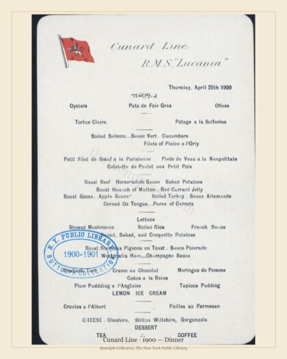 Cunard Line · 1900 — Dinner