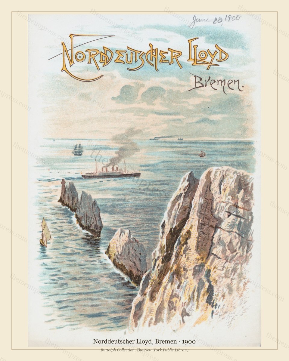 Vintage menu preview — 1900 Vintage Menu Menu — Norddeutscher Lloyd, Bremen, Transatlantic Ocean Liner