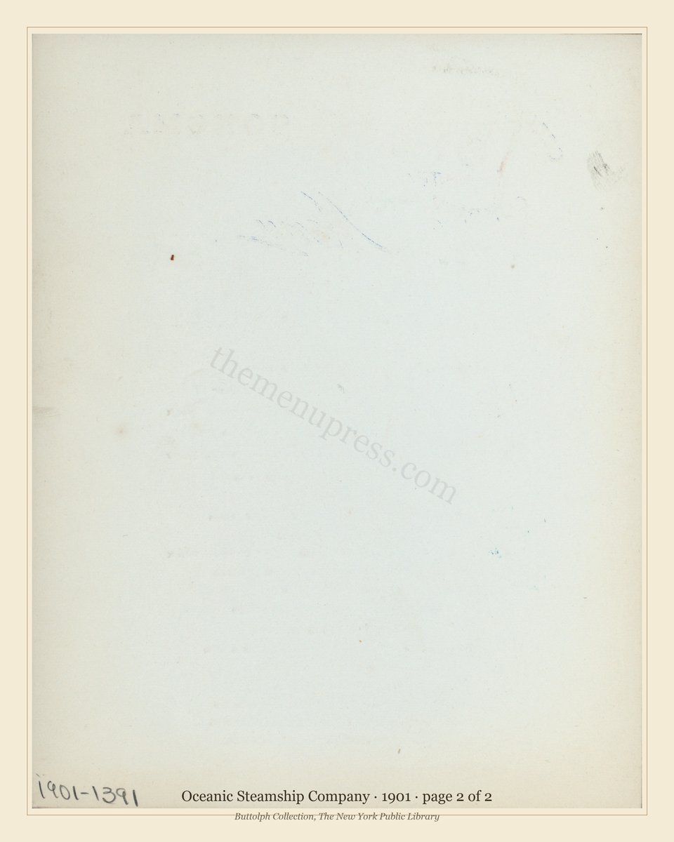 Vintage menu — page 2 of 2