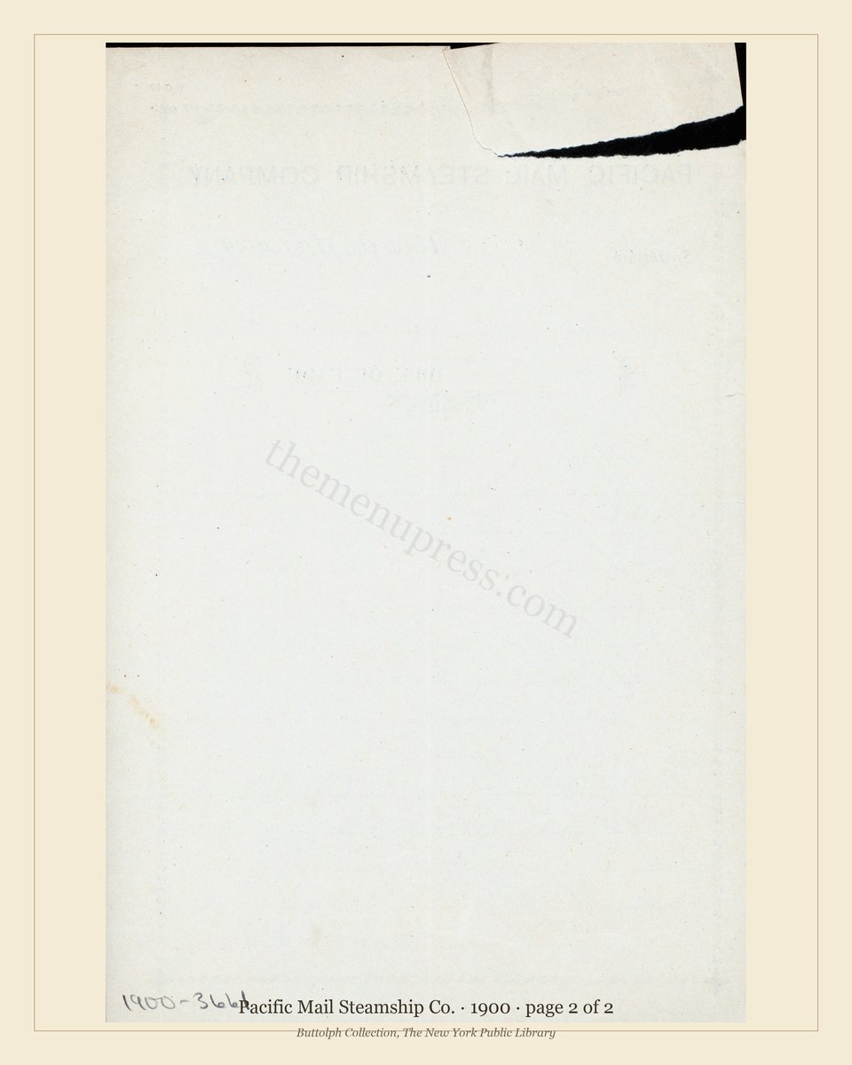 Vintage menu — page 2 of 2