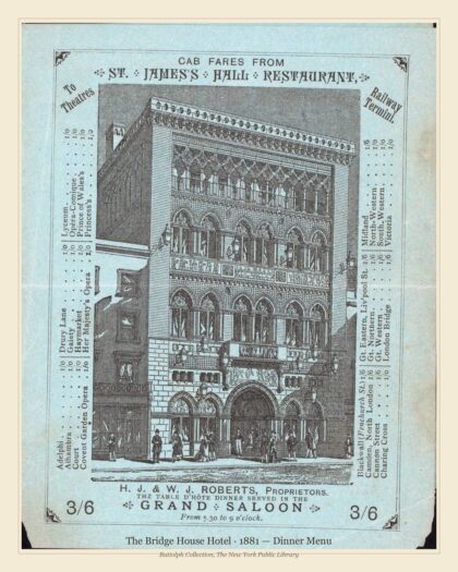 The Bridge House Hotel · 1881 — Dinner Menu