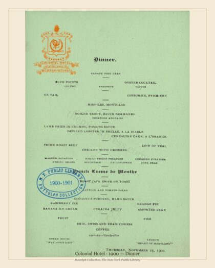 Colonial Hotel · 1900 — Dinner
