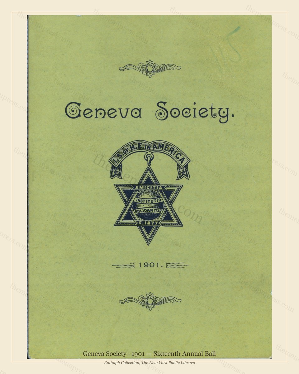 Vintage menu preview — 1901 Vintage Dinner Menu — Geneva Society, Theater & Opera House Card (Compl