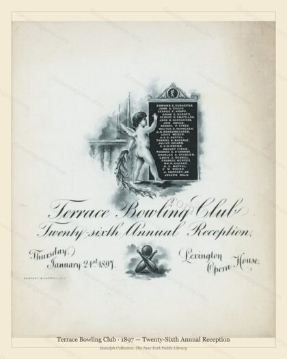 Vintage menu preview — 1897 Vintage Dinner Menu — Terrace Bowling Club, Theater & Opera House Card