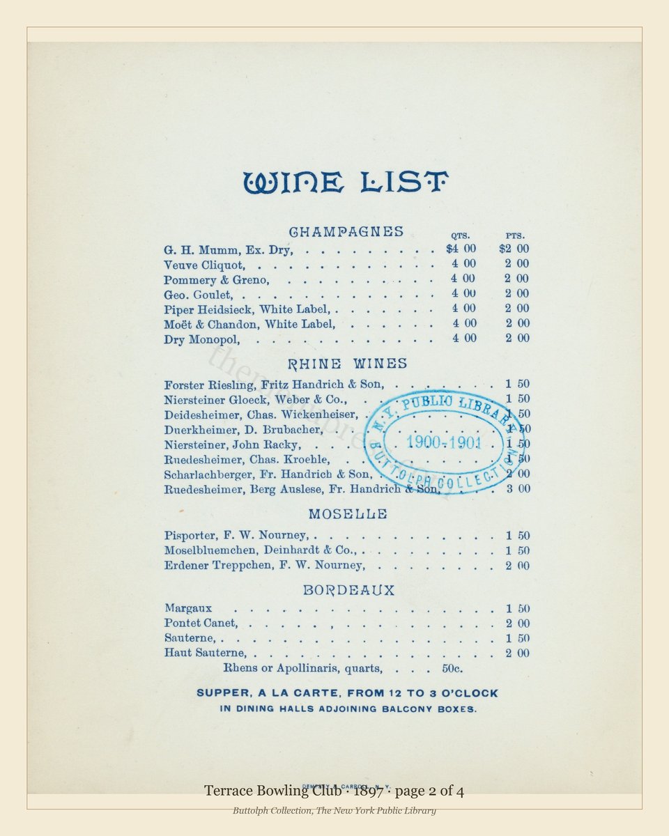 Vintage menu — page 2 of 4