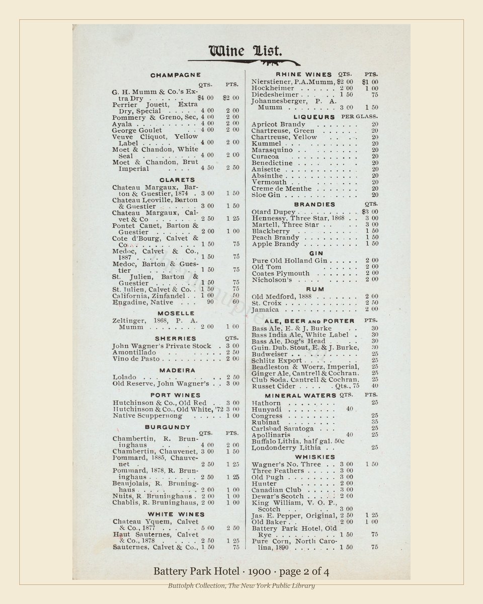 Vintage menu — page 2 of 4