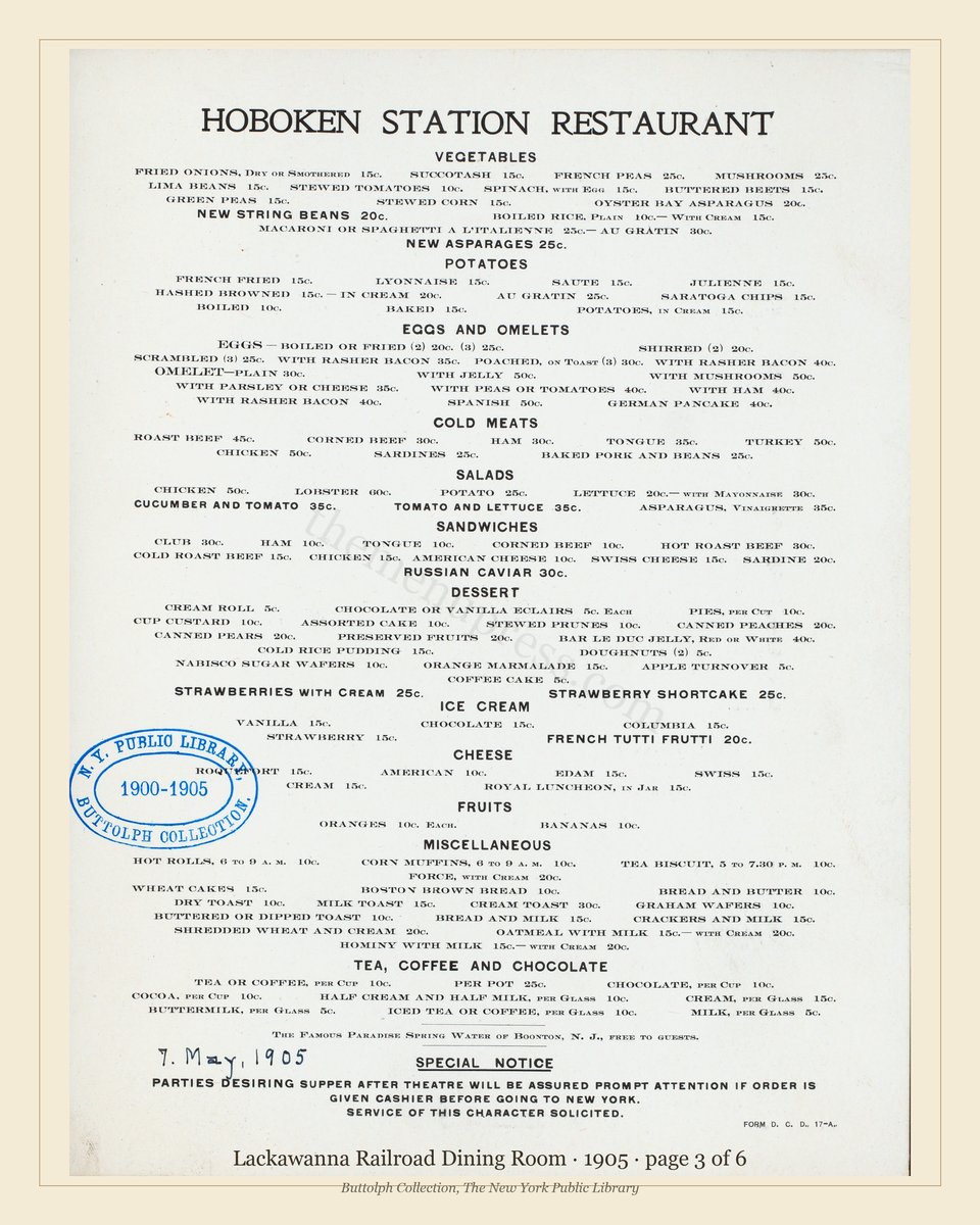 Vintage menu — page 3 of 6
