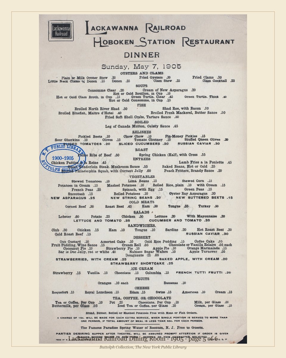 Vintage menu — page 5 of 6