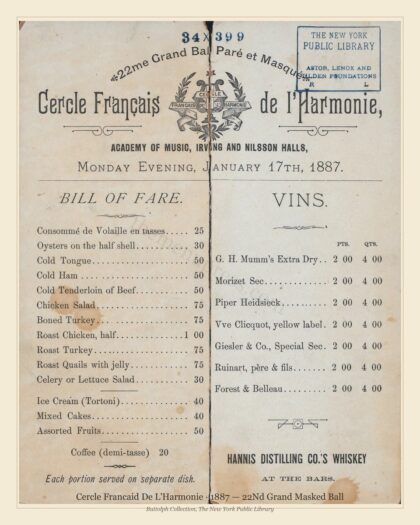 Cercle Francaid De L'Harmonie · 1887 — 22Nd Grand Masked Ball
