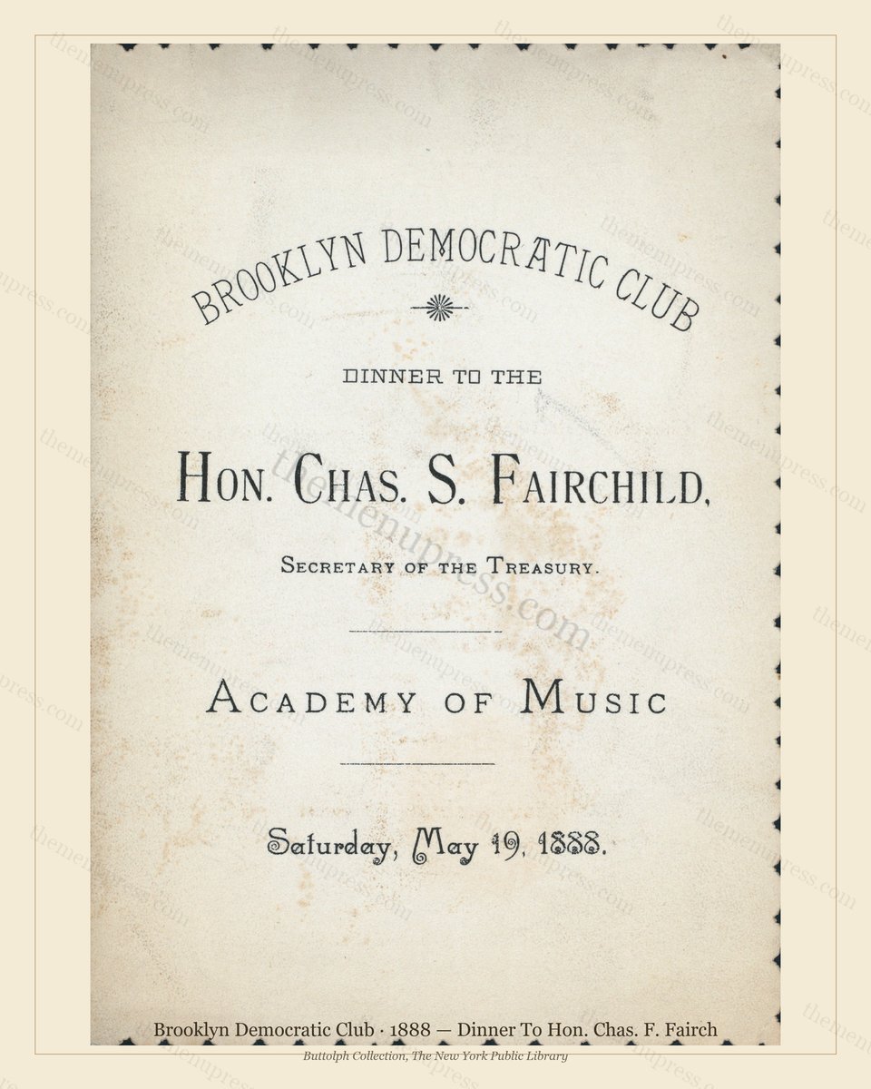 Vintage menu preview — 1888 Vintage Dinner Menu — Brooklyn Democratic Club, Theater & Opera House C