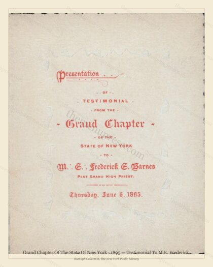 Vintage menu preview — 1895 Vintage Dinner Menu — Grand Chapter of the State of New York, Theater &