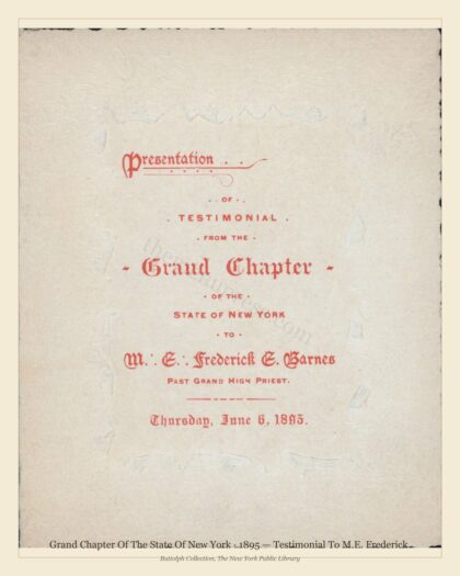 Grand Chapter Of The State Of New York · 1895 — Testimonial To M.E. Frederick