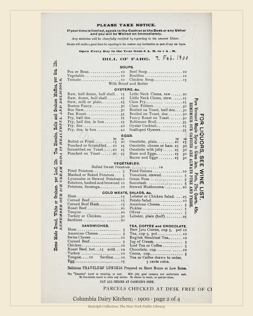 Vintage menu — page 2 of 2