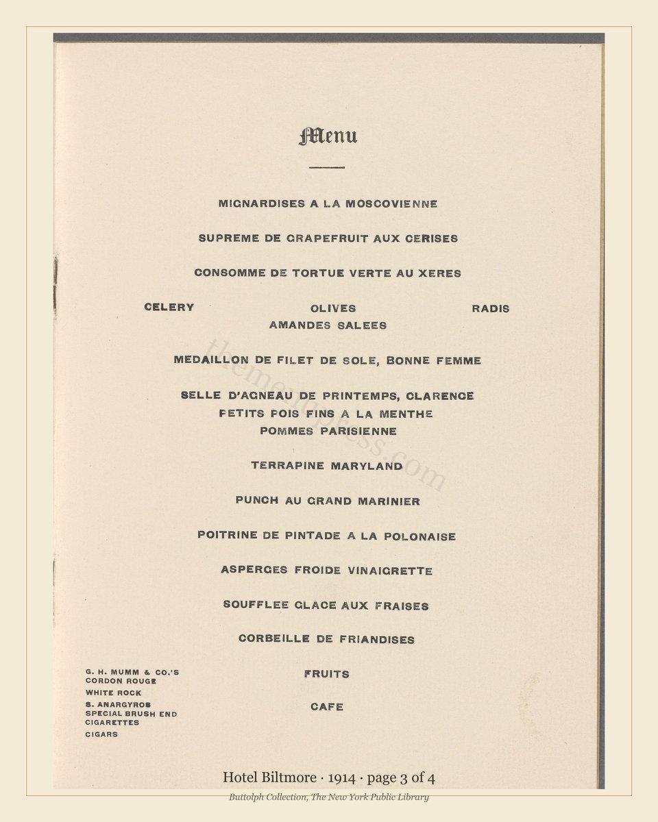 Vintage menu — page 3 of 4