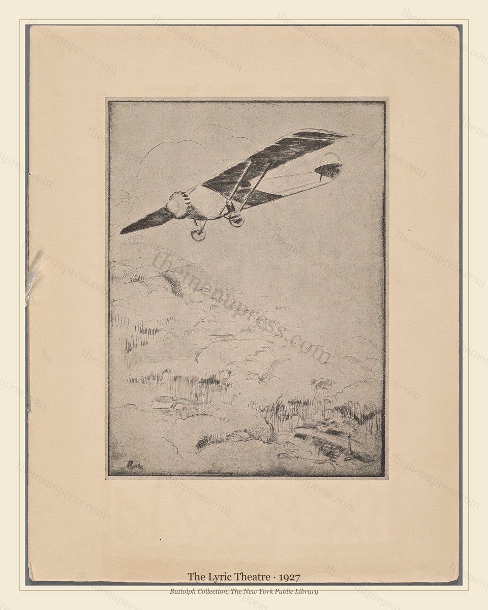 Vintage menu preview — 1927 Vintage Dinner Menu — The Lyric Theatre, Theater & Opera House Card (Co