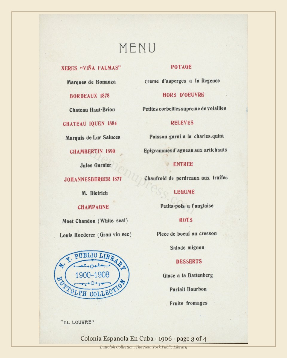 Vintage menu — page 3 of 4