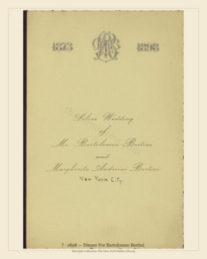 ? · 1898 — Dinner For Bartolomeo Bertini