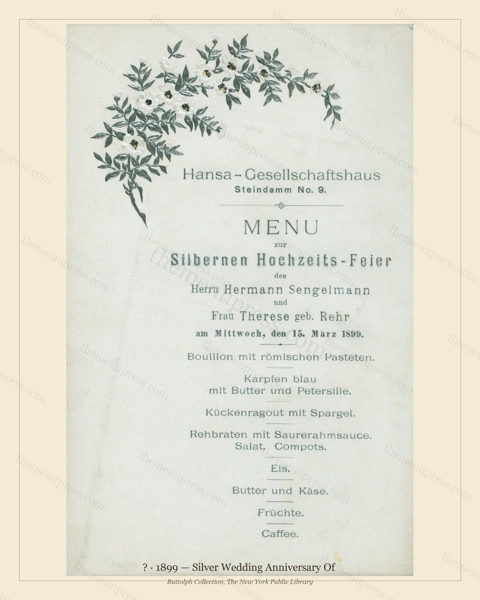Vintage menu preview — 1899 Vintage Wedding Reception Menu — Society Wedding, Gilded Age Wedding Card