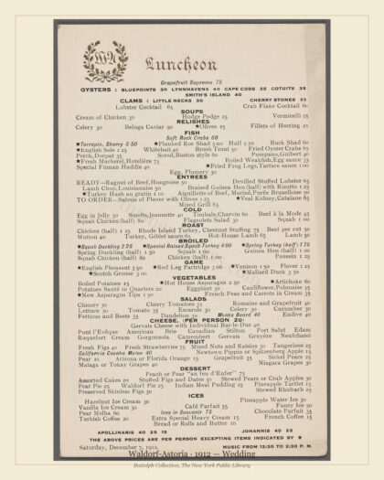 Waldorf-Astoria · 1912 — Wedding
