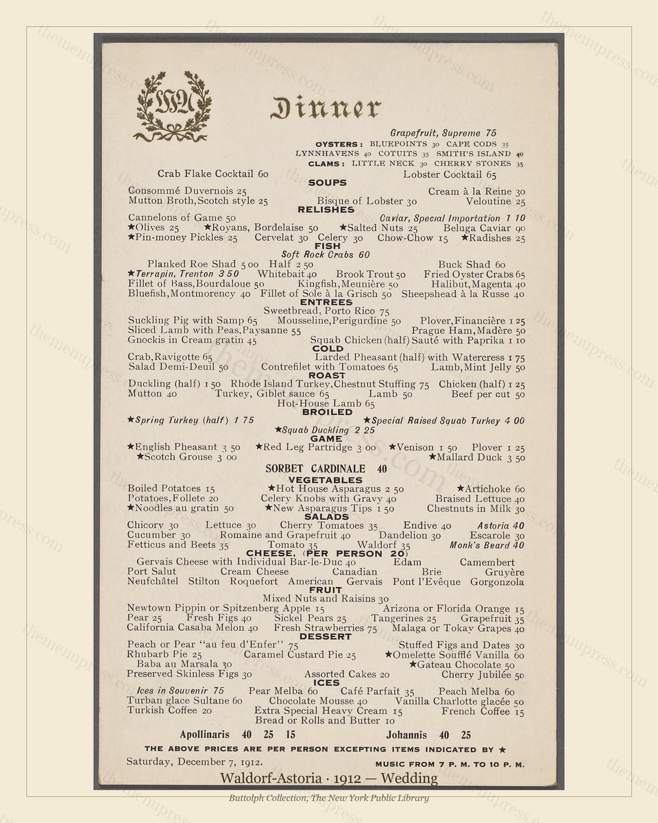 Vintage menu preview — 1912 Vintage Wedding Reception Menu — Waldorf-Astoria, Gilded Age Wedding Card