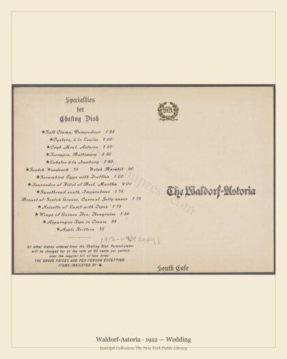 Waldorf-Astoria · 1912 — Wedding