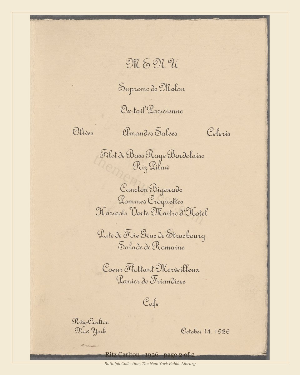 Vintage menu — page 2 of 2