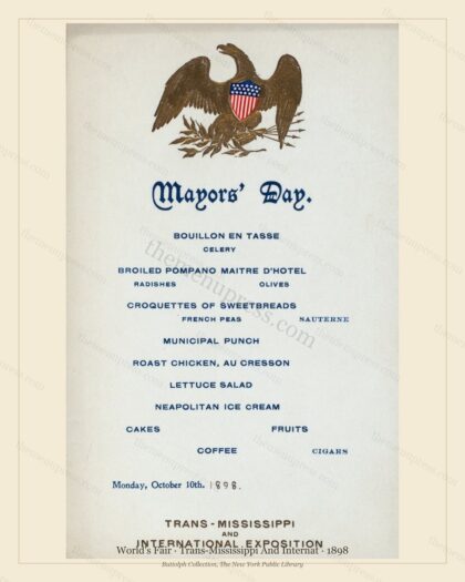 Vintage menu preview — 1898 Vintage Cafe Menu — Trans-Mississippi and Internat, International Expositio