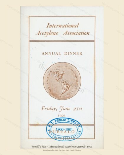 Vintage menu preview — 1901 Vintage Cafe Menu — International Acetylene Associ, International Expositio