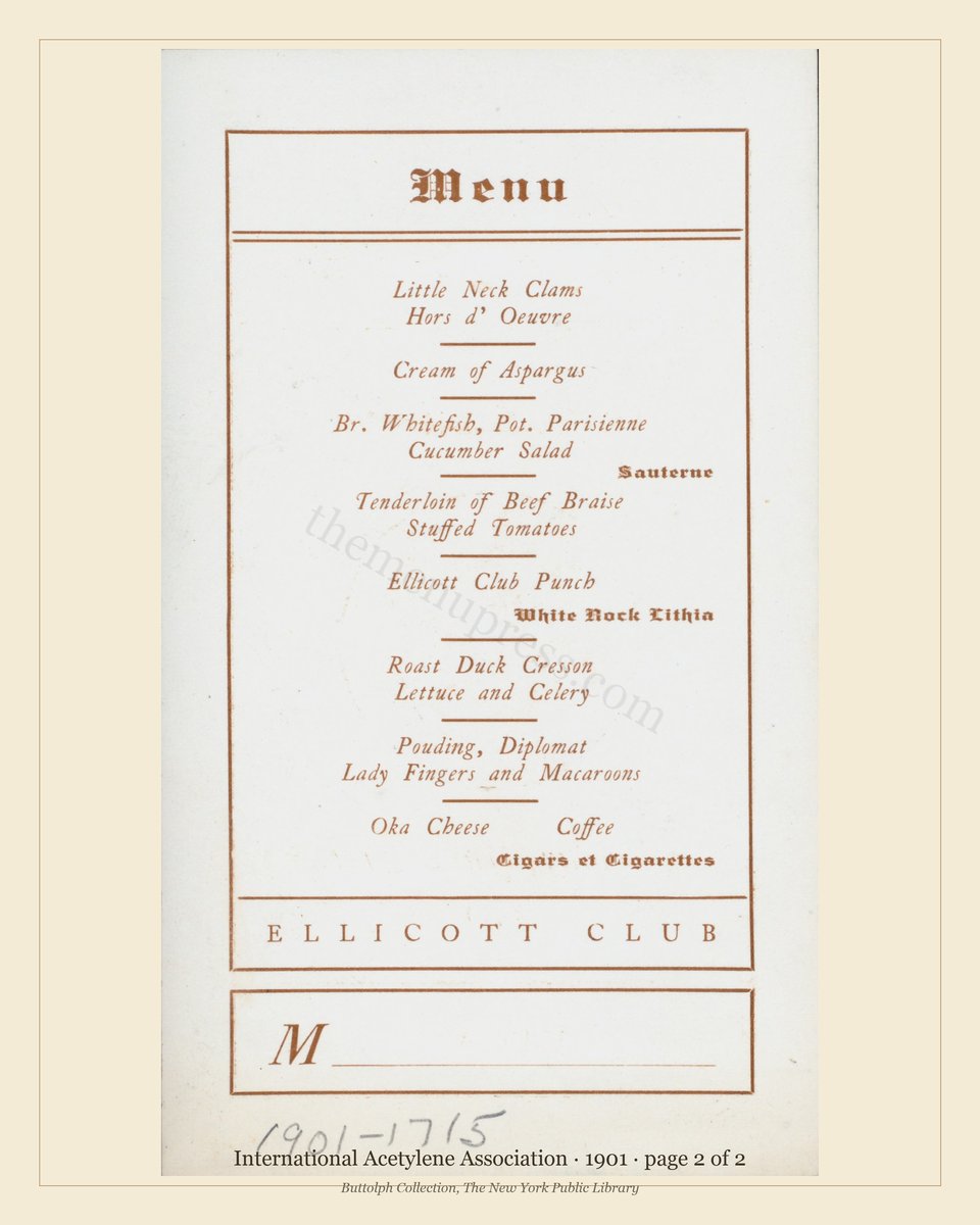 Vintage menu — page 2 of 2