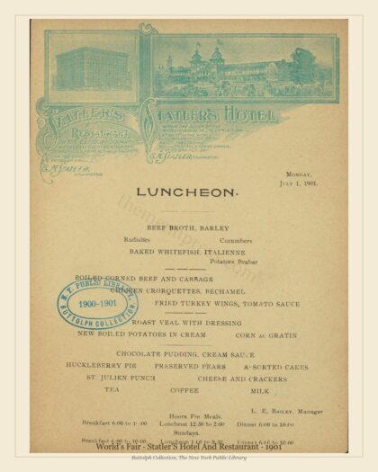 World's Fair · Statler'S Hotel And Restaurant · 1901