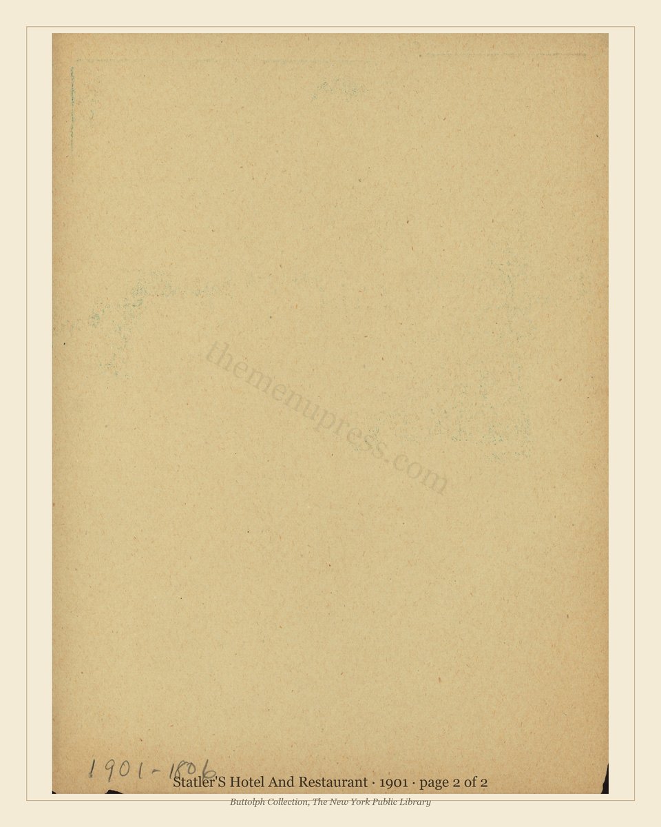 Vintage menu — page 2 of 2