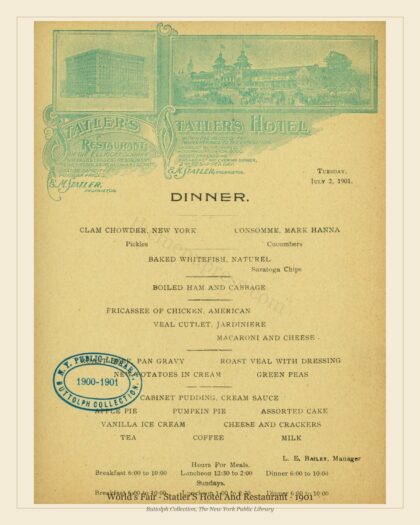 World's Fair · Statler'S Hotel And Restaurant · 1901