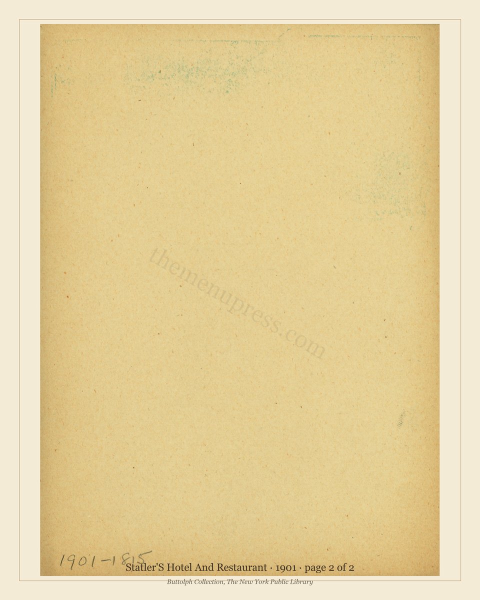 Vintage menu — page 2 of 2