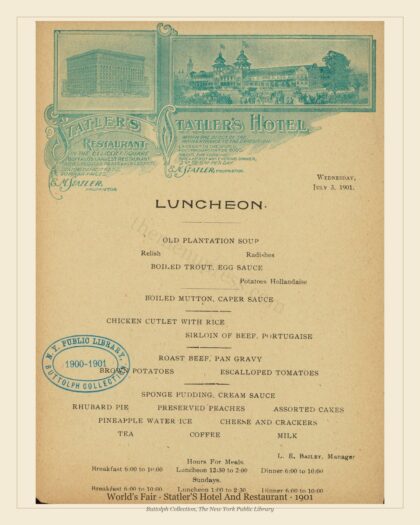 World's Fair · Statler'S Hotel And Restaurant · 1901