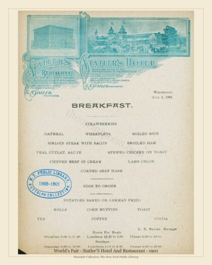 World's Fair · Statler'S Hotel And Restaurant · 1901
