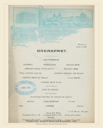 World's Fair · Statler'S Hotel And Restaurant · 1901